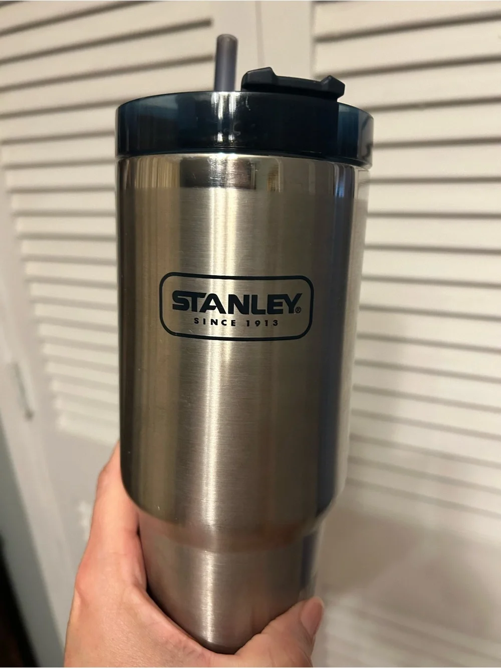 Stanley Stainless Steel Tumbler with Straw and Black Lid
